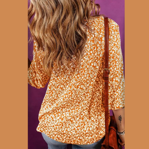 Floral Print Smocked Tie Neck Blouse